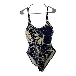 La Blanca Black and Cream Geometric One Piece Swimsuit